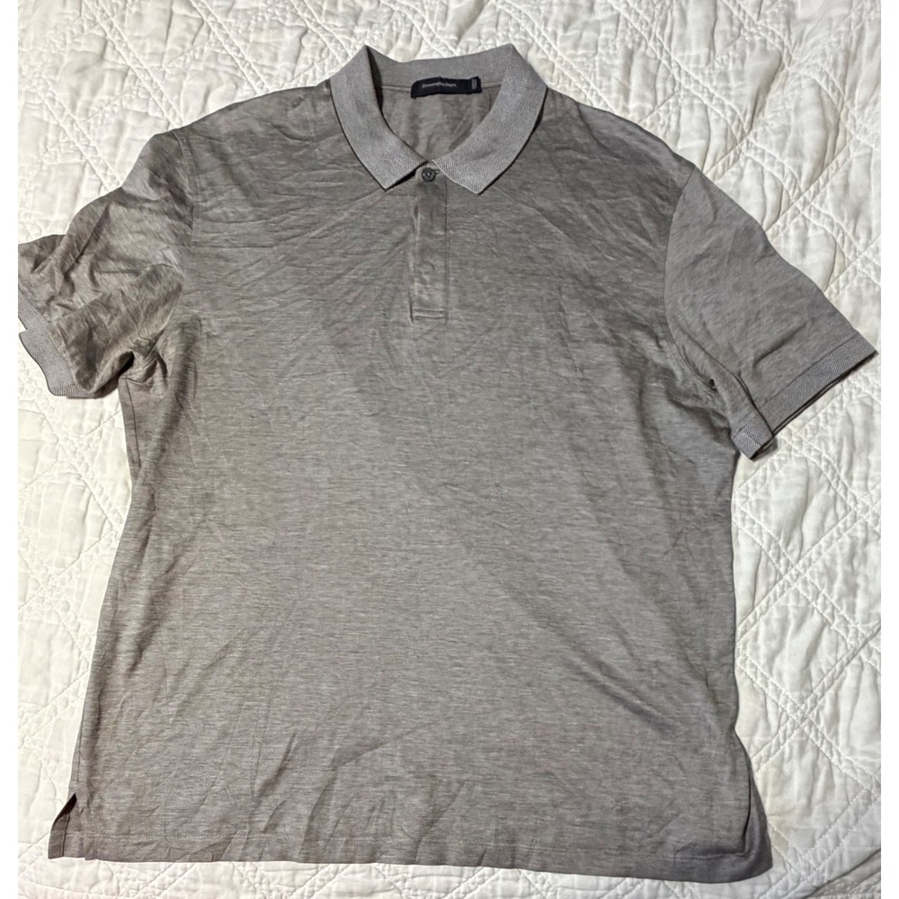 Ermenegildo Zegna Polo Shirt Mens 2XLTaupe Gray Short Sleeve Luxury Knit 56